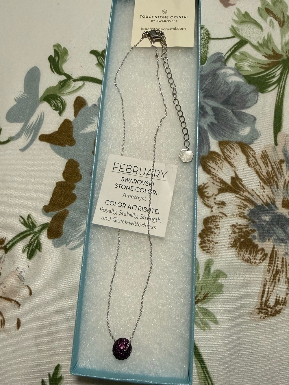 Touchstone Crystal by Swarovski February Amethyst Necklace - Silver Chain